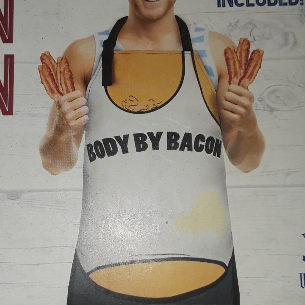 Wembley "Body by Bacon" Greasy Goodness Body Graphic Apron Adjustable Neck Strap